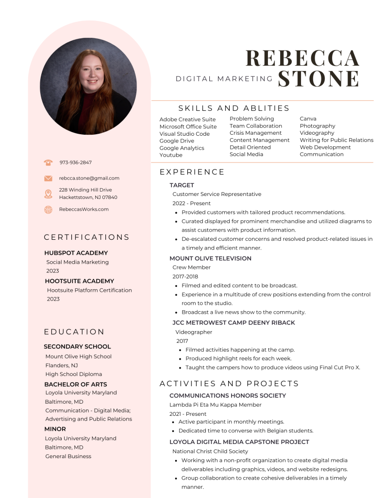 Rebecca Stone's Resume